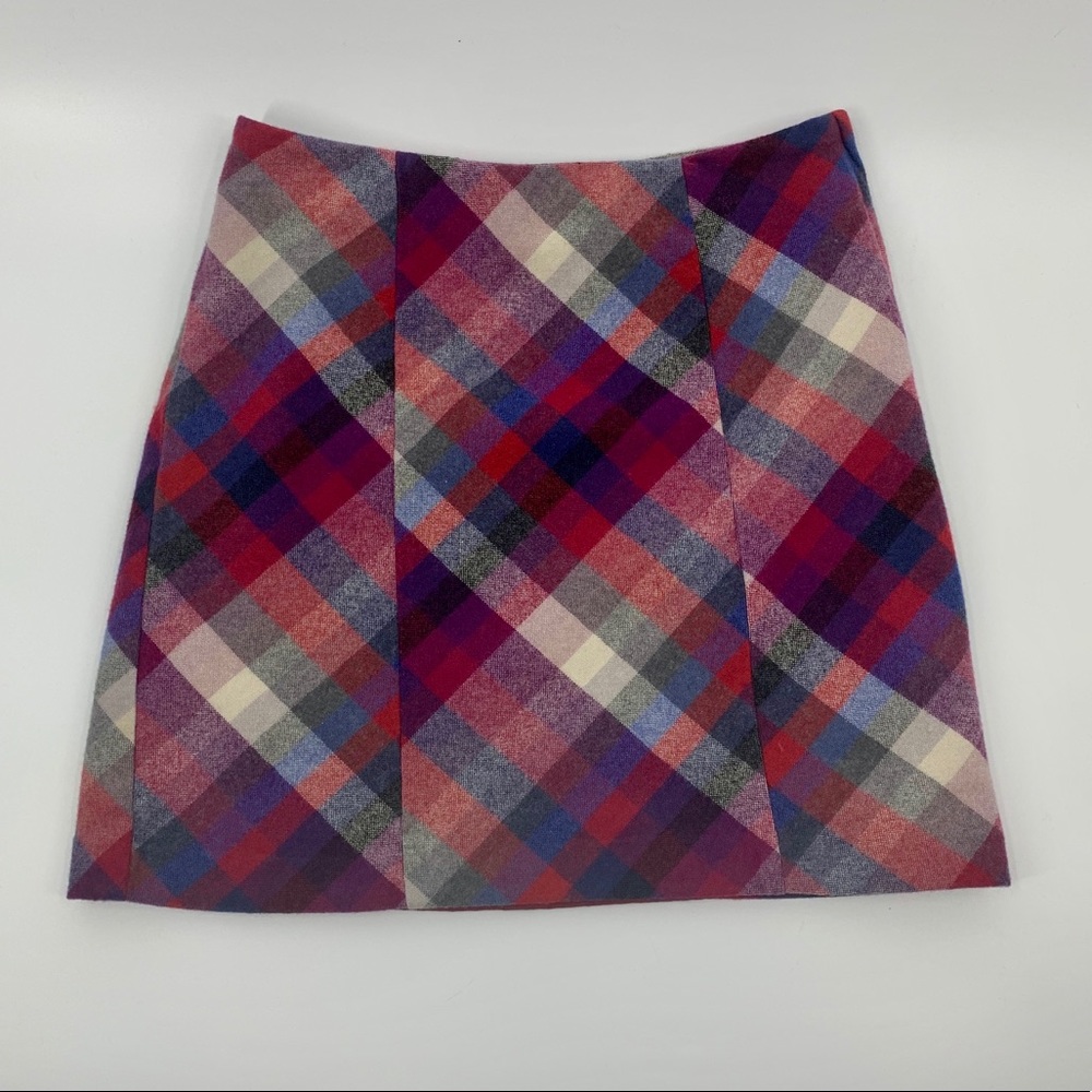 H&M Plaid Wool Lined Mini Skirt Size 8